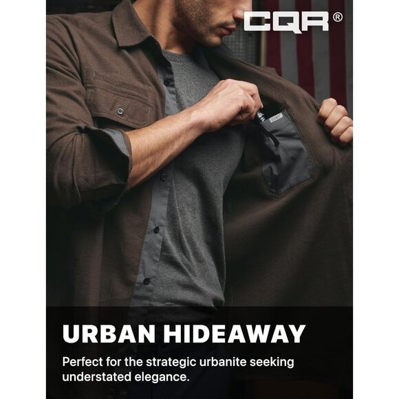 Mens Dark Brown Mood Cotton Flannel Shirt Long Sleeve Casual Outdoor Plaid - Picture 5 of 9